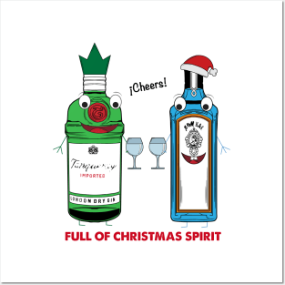 Gin Full of Christmas Spirit - funny drinking bottle cheers! Posters and Art